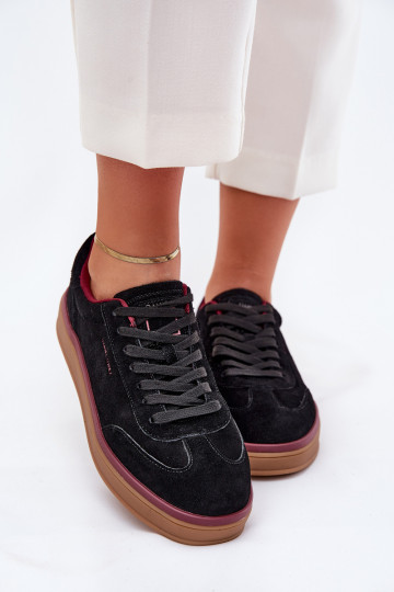 zamšādas Sieviešu Sneakers modeļa apavi Daniel Lopez Just Dare SS2D4006 melnas krāsas