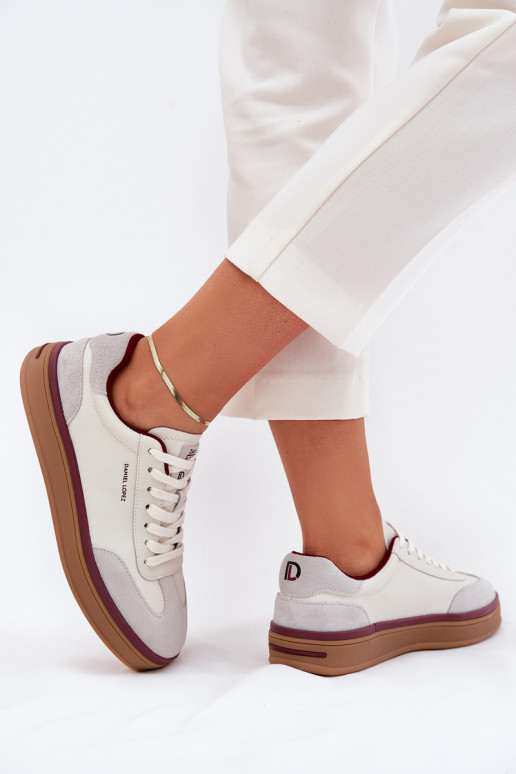 Āda Sieviešu Sneakers modeļa apavi Daniel Lopez Just Dare SS2D4008 Baltas-Pelēkas krāsas Āda Sieviešu Sneakers modeļa apavi Daniel Lopez Just Dare SS2D4008 Baltas-Pelēkas krāsas