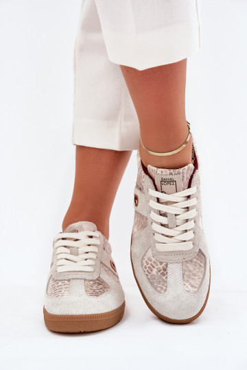 Sneakers modeļa apavi Sieviešu Daniel Lopez Just Dare SS2D4032 Dzīvnieku raksts smilšu krāsas 2