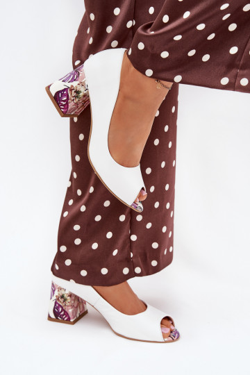 Āda Kurpes ar dekorētiem papēžiem Ļevskis Shoes 2608/K baltas krāsas