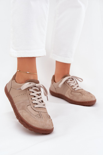 Ādas sieviešu Barefoot zābaki Zazoo N1277S2, smilšu krāsā 2