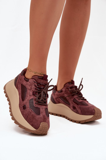 Āda Sneakers modeļa apavi ar platformu Sieviešu Big Star SS274625 HI-POLY SYSTEM bordo krāsas 2