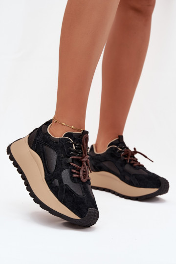 Āda Sneakers modeļa apavi ar platformu Sieviešu Big Star SS274628 HI-POLY SYSTEM melnas krāsas 2