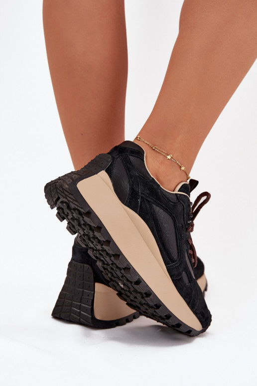 Āda Sneakers modeļa apavi ar platformu Sieviešu Big Star SS274628 HI-POLY SYSTEM melnas krāsas