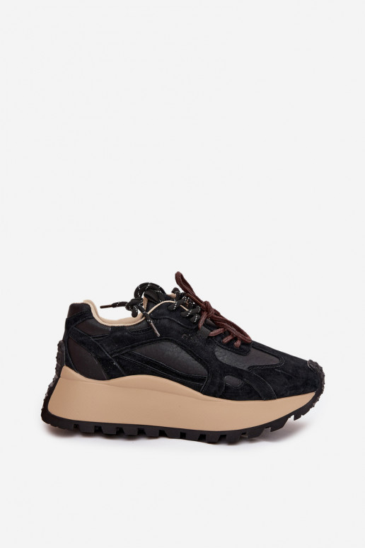 Āda Sneakers modeļa apavi ar platformu Sieviešu Big Star SS274628 HI-POLY SYSTEM melnas krāsas