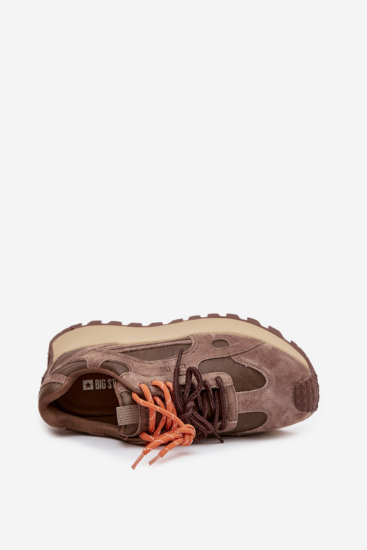 Āda Sneakers modeļa apavi ar platformu Sieviešu Big Star SS274627 HI-POLY SYSTEM smilšu krāsas