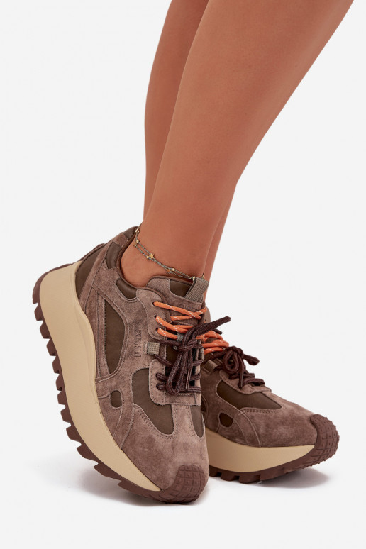 Āda Sneakers modeļa apavi ar platformu Sieviešu Big Star SS274627 HI-POLY SYSTEM smilšu krāsas