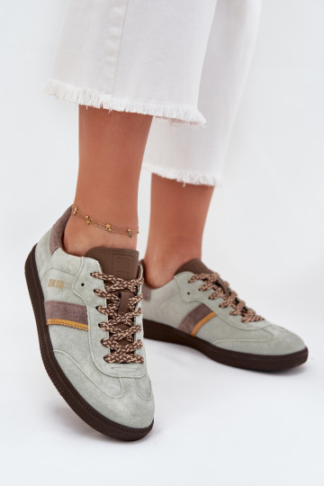zamšādas Zems Sneakers modeļa apavi Sieviešu Big Star SS274678 HI-POLY SYSTEM piparmētras krāsas 2