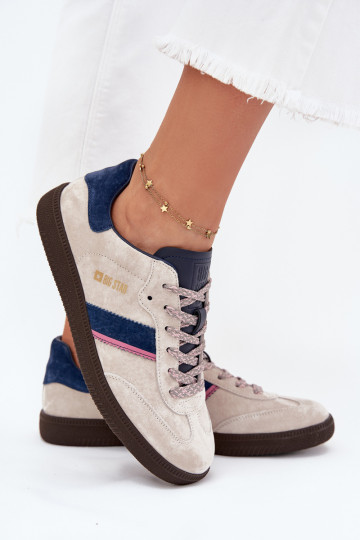 zamšādas Zems Sneakers modeļa apavi Sieviešu Big Star SS274679 HI-POLY SYSTEM Pelēkas krāsas