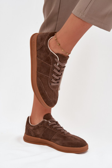 zamšādas Sneakers modeļa apavi Sieviešu Big Star SS274676 HI-POLY SYSTEM brūnas krāsas