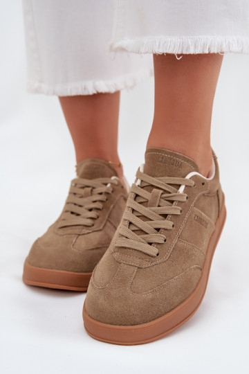 zamšādas Sneakers modeļa apavi Sieviešu Big Star SS274675 HI-POLY SYSTEM smilšu krāsas
