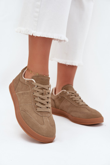 zamšādas Sneakers modeļa apavi Sieviešu Big Star SS274675 HI-POLY SYSTEM smilšu krāsas 2