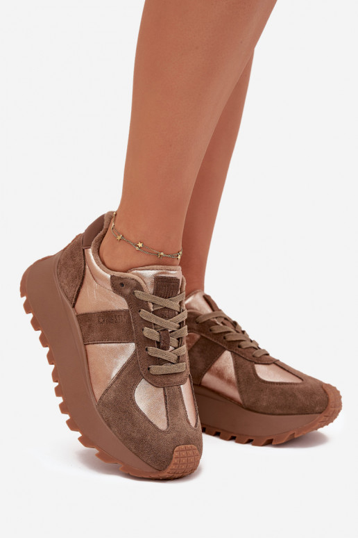 zamšādas Sneakers modeļa apavi Sieviešu siltināti ar platformu Big Star OO274A218 HI-POLY SYSTEM brūnas krāsas zamšādas Sneakers modeļa apavi Sieviešu siltināti ar platformu Big Star OO274A218 HI-POLY SYSTEM brūnas krāsas