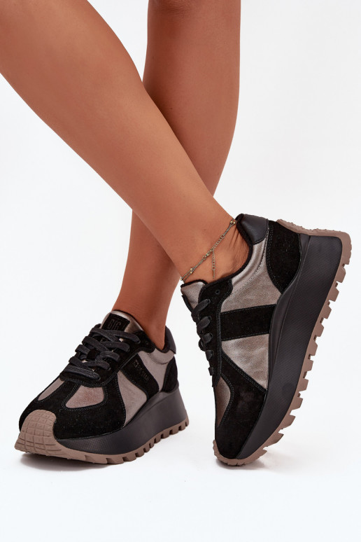 zamšādas Sneakers modeļa apavi Sieviešu siltināti ar platformu Big Star OO274A217 HI-POLY SYSTEM melnas krāsas zamšādas Sneakers modeļa apavi Sieviešu siltināti ar platformu Big Star OO274A217 HI-POLY SYSTEM melnas krāsas