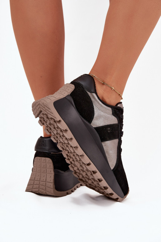 zamšādas Sneakers modeļa apavi Sieviešu siltināti ar platformu Big Star OO274A217 HI-POLY SYSTEM melnas krāsas zamšādas Sneakers modeļa apavi Sieviešu siltināti ar platformu Big Star OO274A217 HI-POLY SYSTEM melnas krāsas