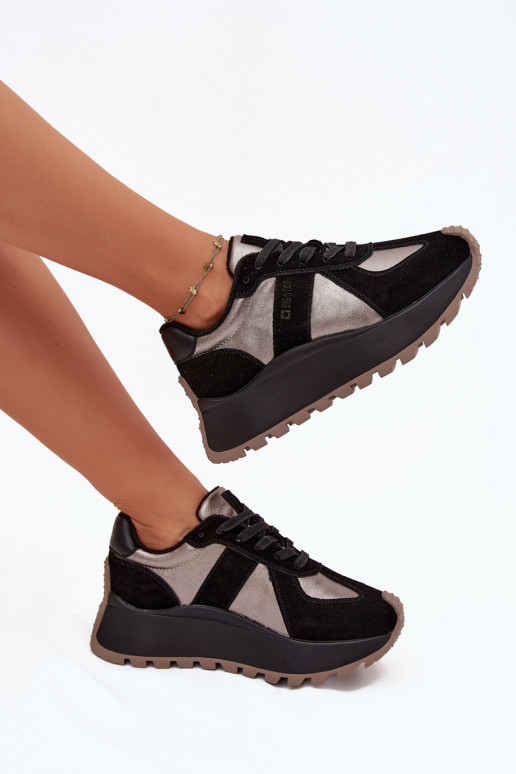 zamšādas Sneakers modeļa apavi Sieviešu siltināti ar platformu Big Star OO274A217 HI-POLY SYSTEM melnas krāsas zamšādas Sneakers modeļa apavi Sieviešu siltināti ar platformu Big Star OO274A217 HI-POLY SYSTEM melnas krāsas