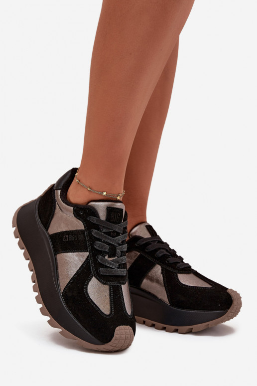 zamšādas Sneakers modeļa apavi Sieviešu siltināti ar platformu Big Star OO274A217 HI-POLY SYSTEM melnas krāsas zamšādas Sneakers modeļa apavi Sieviešu siltināti ar platformu Big Star OO274A217 HI-POLY SYSTEM melnas krāsas