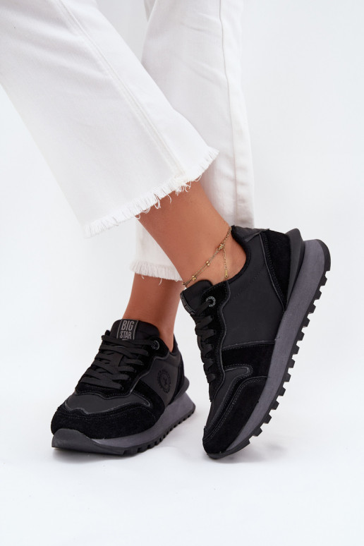 Āda Sneakers modeļa apavi Sieviešu Big Star OO274529 HI-POLY SYSTEM melnas krāsas Āda Sneakers modeļa apavi Sieviešu Big Star OO274529 HI-POLY SYSTEM melnas krāsas