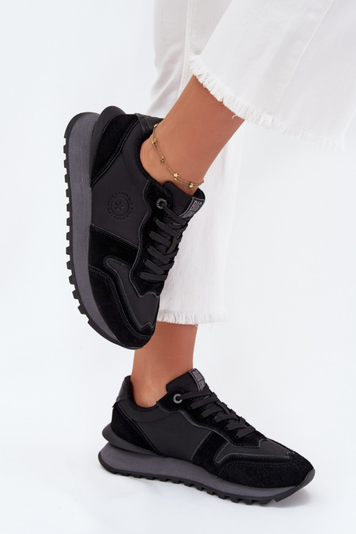 Āda Sneakers modeļa apavi Sieviešu Big Star OO274529 HI-POLY SYSTEM melnas krāsas Āda Sneakers modeļa apavi Sieviešu Big Star OO274529 HI-POLY SYSTEM melnas krāsas