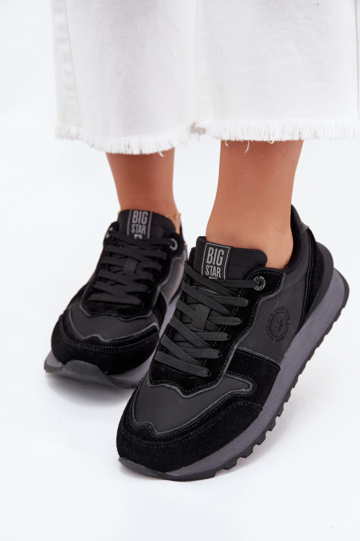Āda Sneakers modeļa apavi Sieviešu Big Star OO274529 HI-POLY SYSTEM melnas krāsas Āda Sneakers modeļa apavi Sieviešu Big Star OO274529 HI-POLY SYSTEM melnas krāsas