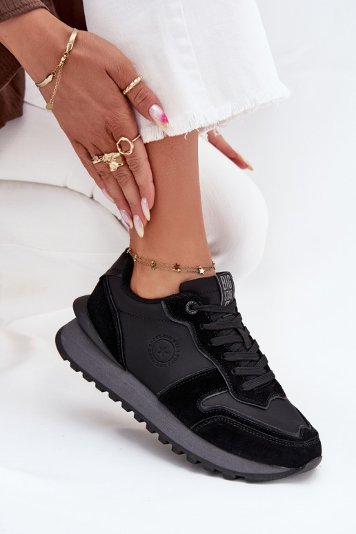Āda Sneakers modeļa apavi Sieviešu Big Star OO274529 HI-POLY SYSTEM melnas krāsas Āda Sneakers modeļa apavi Sieviešu Big Star OO274529 HI-POLY SYSTEM melnas krāsas
