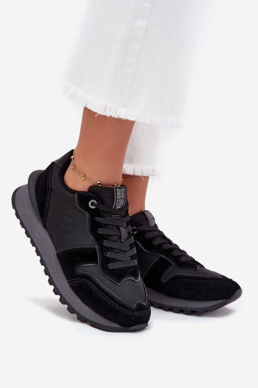 Āda Sneakers modeļa apavi Sieviešu Big Star OO274529 HI-POLY SYSTEM melnas krāsas Āda Sneakers modeļa apavi Sieviešu Big Star OO274529 HI-POLY SYSTEM melnas krāsas
