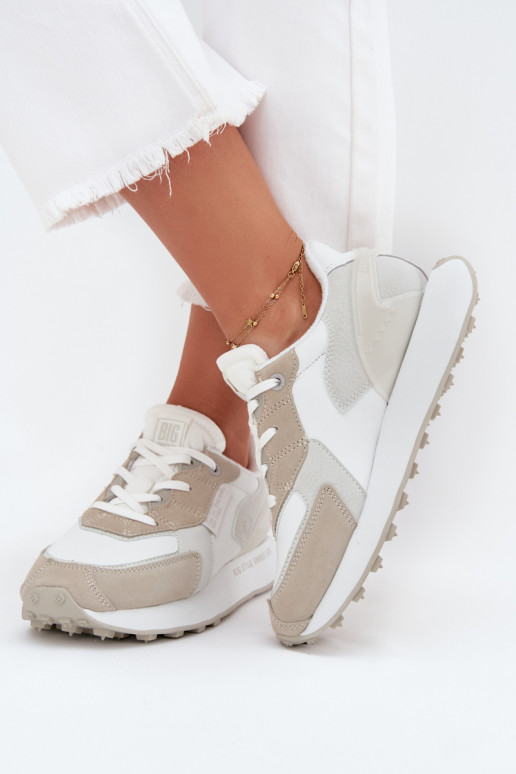 Āda Sneakers modeļa apavi Sieviešu Big Star OO274563 Hi-Poly System baltas krāsas Āda Sneakers modeļa apavi Sieviešu Big Star OO274563 Hi-Poly System baltas krāsas