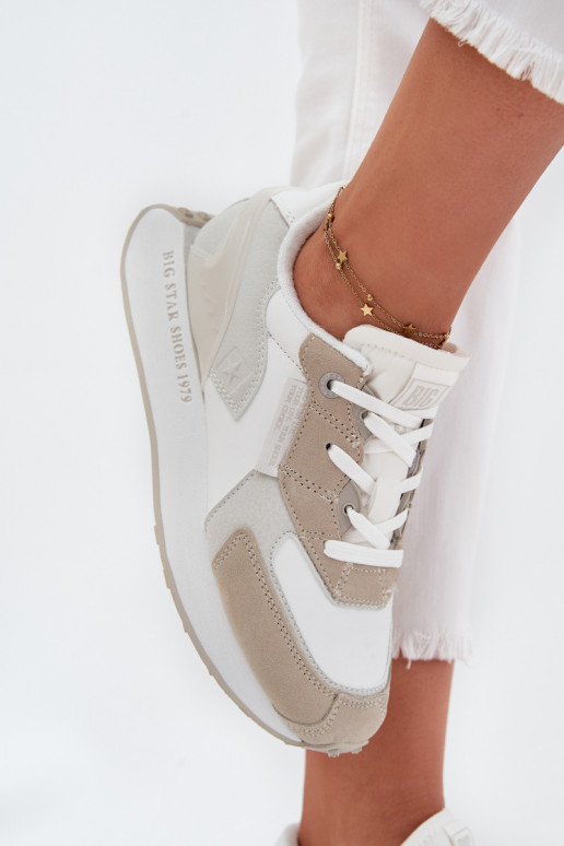 Āda Sneakers modeļa apavi Sieviešu Big Star OO274563 Hi-Poly System baltas krāsas Āda Sneakers modeļa apavi Sieviešu Big Star OO274563 Hi-Poly System baltas krāsas