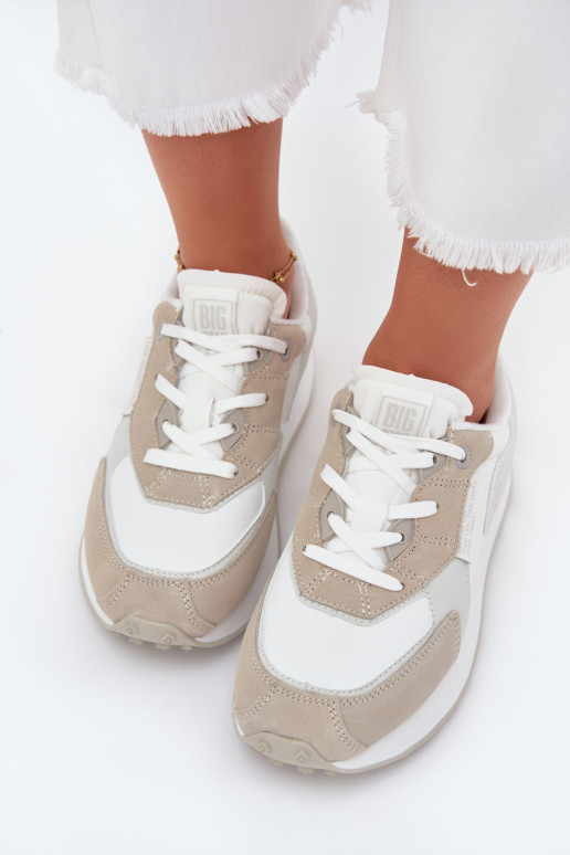 Āda Sneakers modeļa apavi Sieviešu Big Star OO274563 Hi-Poly System baltas krāsas Āda Sneakers modeļa apavi Sieviešu Big Star OO274563 Hi-Poly System baltas krāsas