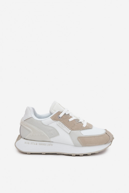 Āda Sneakers modeļa apavi Sieviešu Big Star OO274563 Hi-Poly System baltas krāsas Āda Sneakers modeļa apavi Sieviešu Big Star OO274563 Hi-Poly System baltas krāsas