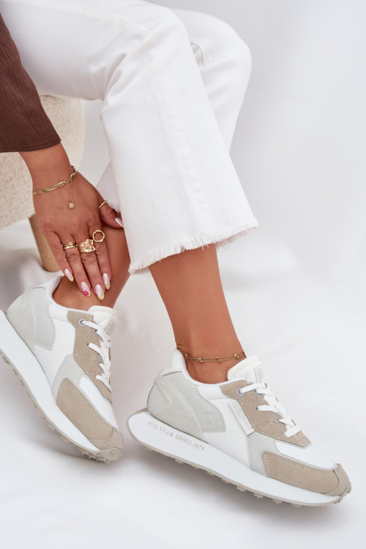 Āda Sneakers modeļa apavi Sieviešu Big Star OO274563 Hi-Poly System baltas krāsas Āda Sneakers modeļa apavi Sieviešu Big Star OO274563 Hi-Poly System baltas krāsas