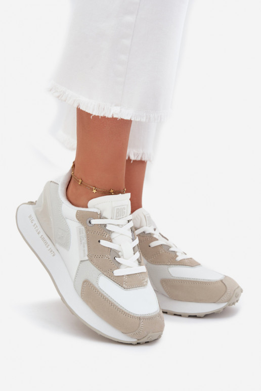 Āda Sneakers modeļa apavi Sieviešu Big Star OO274563 Hi-Poly System baltas krāsas Āda Sneakers modeļa apavi Sieviešu Big Star OO274563 Hi-Poly System baltas krāsas