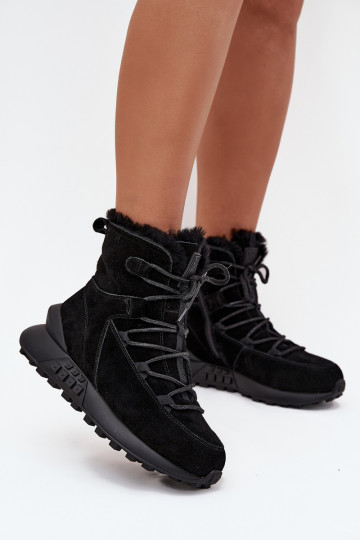 zamšādas sniega apavi Sieviešu ar kažokādu Big Star SS274319 melnas krāsas 2