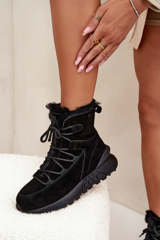 zamšādas sniega apavi Sieviešu ar kažokādu Big Star SS274319 melnas krāsas