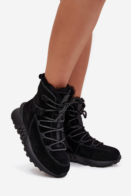 zamšādas sniega apavi Sieviešu ar kažokādu Big Star SS274319 melnas krāsas