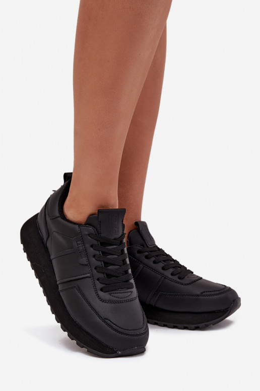 Āda Sneakers modeļa apavi Sieviešu ar platformu Big Star OO274573 Hi-Poly System melnas krāsas Āda Sneakers modeļa apavi Sieviešu ar platformu Big Star OO274573 Hi-Poly System melnas krāsas