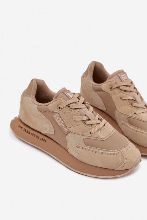 Āda Sneakers modeļa apavi Vīriešiem Big Star OO174298 Hi-Poly System smilšu krāsas