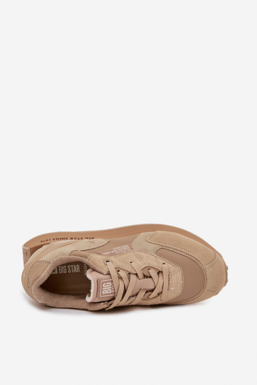 Āda Sneakers modeļa apavi Vīriešiem Big Star OO174298 Hi-Poly System smilšu krāsas