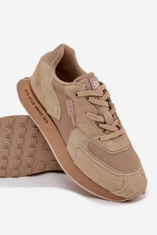 Āda Sneakers modeļa apavi Vīriešiem Big Star OO174298 Hi-Poly System smilšu krāsas