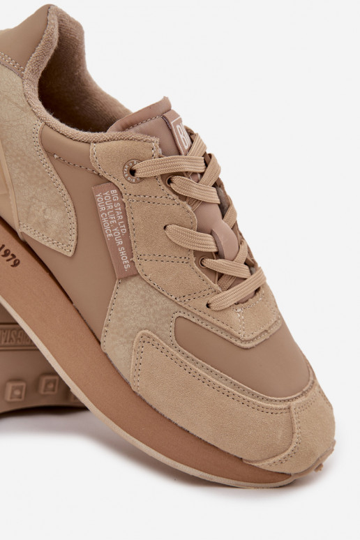 Āda Sneakers modeļa apavi Vīriešiem Big Star OO174298 Hi-Poly System smilšu krāsas