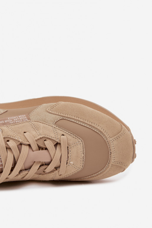 Āda Sneakers modeļa apavi Vīriešiem Big Star OO174298 Hi-Poly System smilšu krāsas