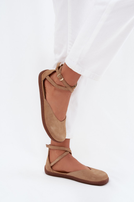 Zamšādas balerīnas Sieviešu Barefoot Ar svītrām Zazoo 191 smilšu krāsas Zamšādas balerīnas Sieviešu Barefoot Ar svītrām Zazoo 191 smilšu krāsas