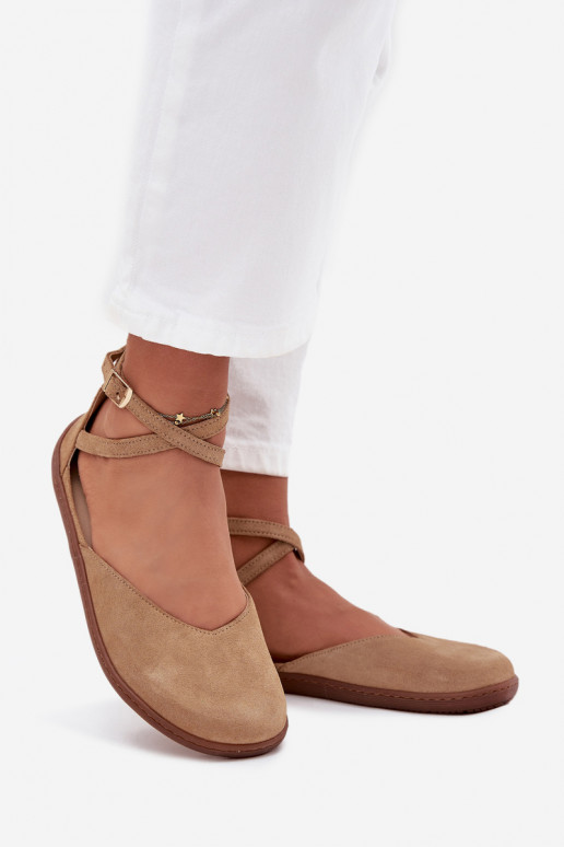 Zamšādas balerīnas Sieviešu Barefoot Ar svītrām Zazoo 191 smilšu krāsas Zamšādas balerīnas Sieviešu Barefoot Ar svītrām Zazoo 191 smilšu krāsas