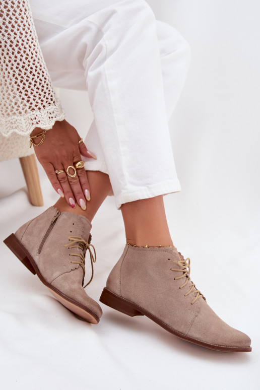 Zamšādas kurpes ar platiem papēžiem Cappuccino Zazoo 4078 Zamšādas kurpes ar platiem papēžiem Cappuccino Zazoo 4078