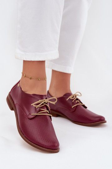 Odas sieviešu eleganti zābaki ar šņorēm Zazoo 4238 bordo krāsā 2