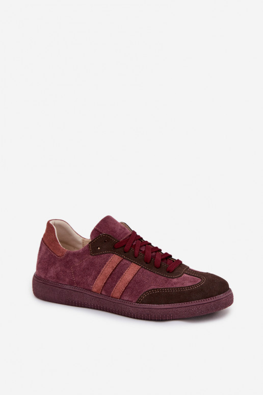 Zazoo N1068 zamšādas Zems Sneakers modeļa apavi Sieviešu bordo krāsas