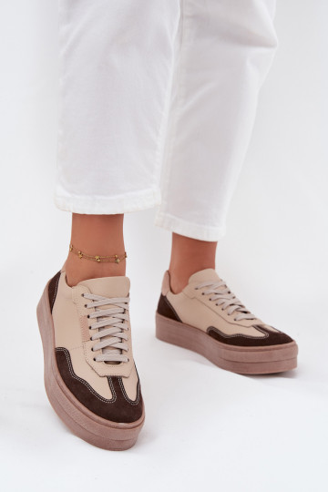 Āda Sneakers modeļa apavi Sieviešu ar platformu Zazoo N1269S2 smilšu krāsas 2