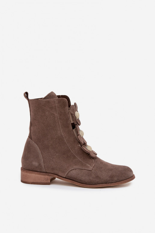 Zamšādas kurpes Sieviešu Ar greznui Ziedskami Zazoo 3085 smilšu krāsas