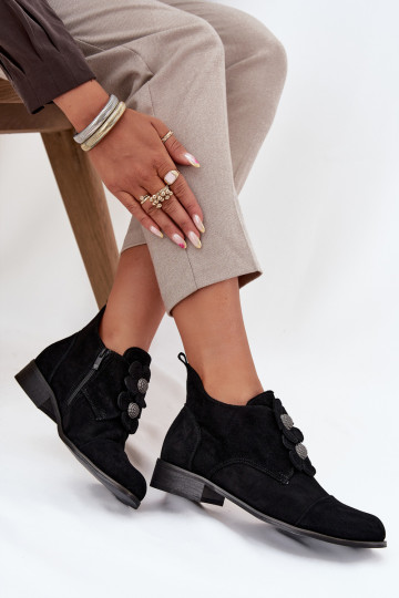 zamšādas apavi Sieviešu Ar greznui Ziedskami Zazoo 3080 melnas krāsas