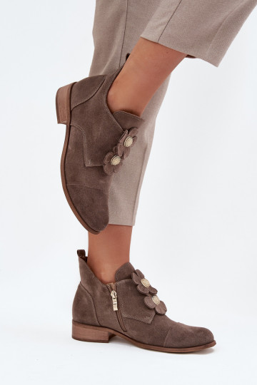 zamšādas apavi Sieviešu Ar greznui Ziedskami Zazoo 3080 smilšu krāsas